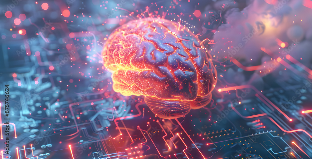 Poster neural circuit and electronic cyber brain in a quantum computing system, artificial intelligence tec