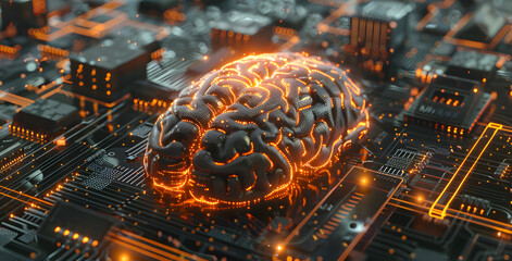 Neural circuit and electronic cyber brain in a quantum computing system, artificial intelligence technology, biotechnology, and machine learning concept design