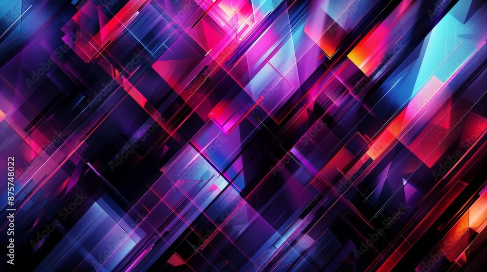 Poster multicolor geometric shapes and lines creating a vibrant and dynamic abstract background
