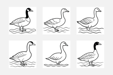 set of geese  vector silhouette 