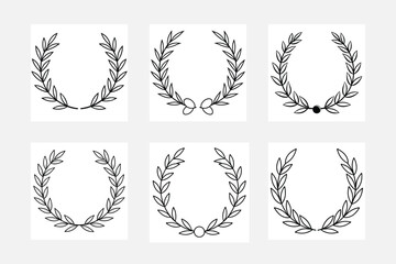laurel wreath  vector silhouette set 