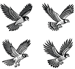 set of birds vector silhouette set