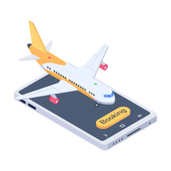 Trendy isometric icon of plane booking 

