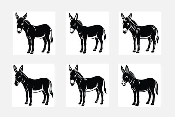 vector hand drawn donkey silhouette