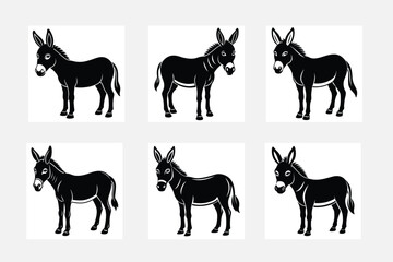 Vector donkey silhouette on white