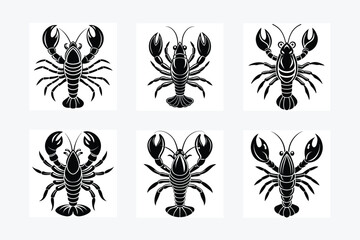 Vector Silhouette of Lobster, Tasty Lobster Illustration