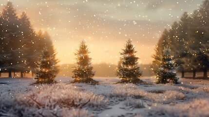 Fototapeta premium Christmas Trees in Winter Wonderland