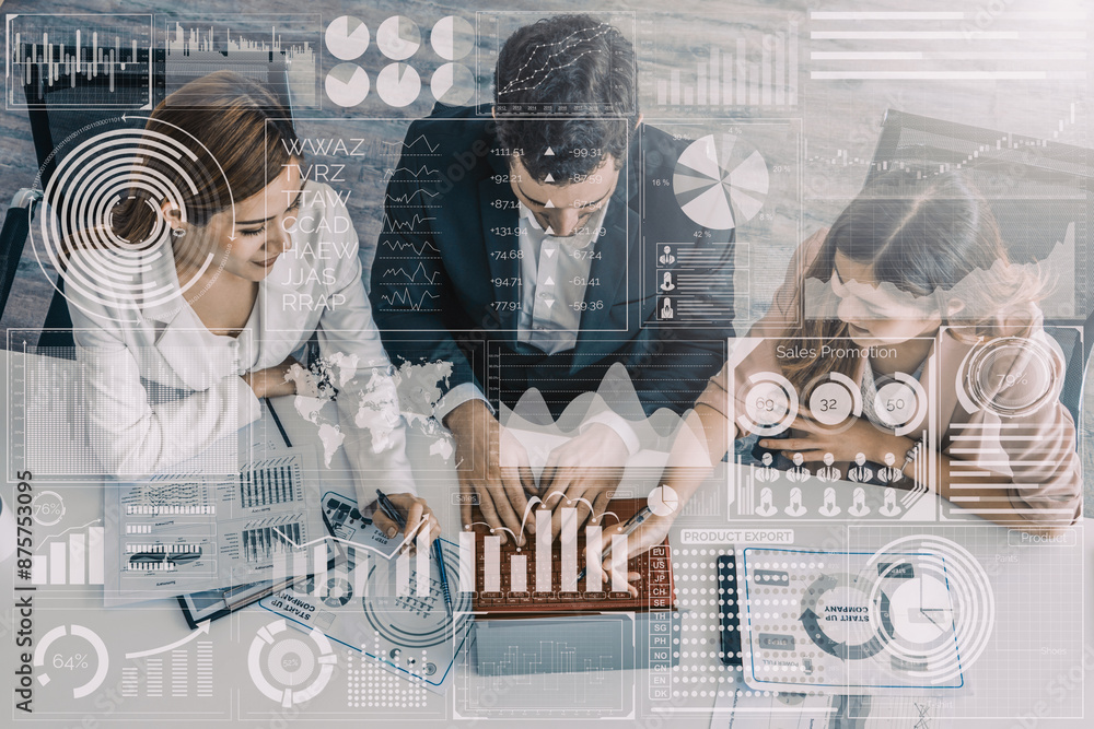 Aufkleber big data technology for business finance analytic concept. modern interface shows massive informatio