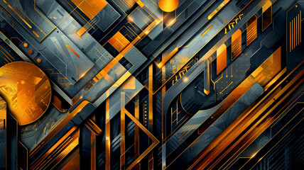 Abstract geometric wallpaper with gold and black