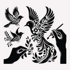 Fototapeta premium Best Unique gorgeous bird vector silhouette with white background