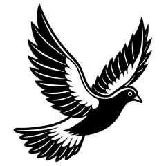 create minimalist beautiful flying pigeon