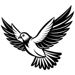 create minimalist beautiful flying pigeon