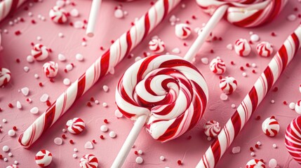 a pile of candy canes and red bachelor ball