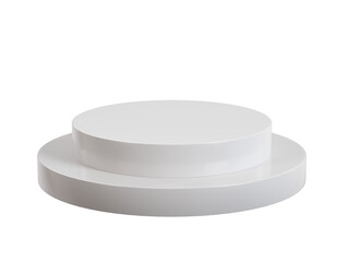 White modern round podium stage platform step on 3d png background of presentation show product display studio scene or empty circle pedestal geometric cylinder and minimal blank cosmetic place