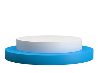 White modern round podium stage platform step on 3d png background of presentation show product display studio scene or empty circle pedestal geometric cylinder and minimal blank cosmetic place