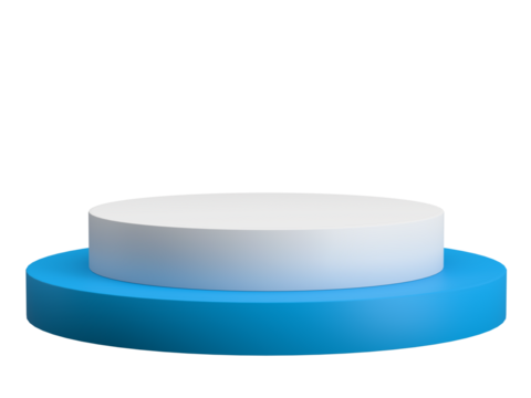 White modern round podium stage platform step on 3d png background of presentation show product display studio scene or empty circle pedestal geometric cylinder and minimal blank cosmetic place