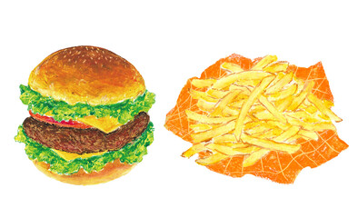 ハンバーガーとポテト②