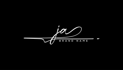 JA letter beauty handwriting vector logo. 