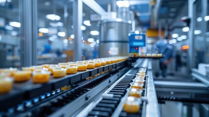 Fototapeta premium A high-tech production line with advanced packaging solutions for ready-to-eat meals, showcasing automation and innovation. 