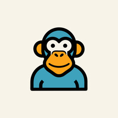 De Brazzas Monkey goes icon vector art illustration
