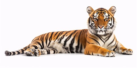 Obraz premium Solitary tiger resting on a blank canvas.