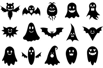 Set of Halloween silhouettes vector illustration