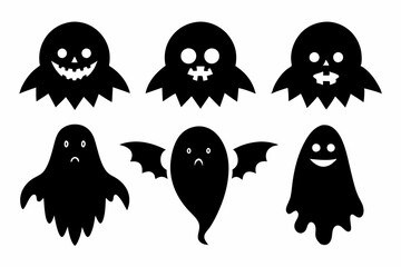Obraz premium Set of Halloween silhouettes vector illustration