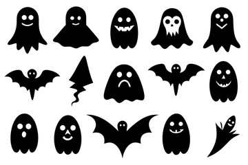 Set of Halloween silhouettes vector illustration