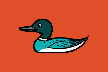 Common Loon bird play icon vector art illustration