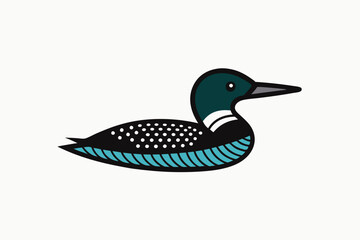 Common Loon bird play icon vector art illustration