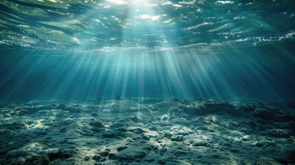 underwater background with sunlight shining