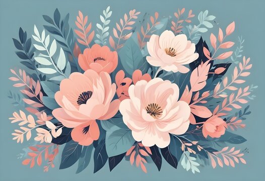elegant flower and design, vector art 