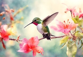 Fototapeta premium texture design wallpaper illustration blue watercolor magnolia abstract symbol technology flower pink pattern white