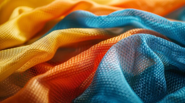 Colorful and Shiny Fabric Folds with Intricate Patterns