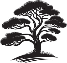 Fototapeta premium Pine Tree_C, vector black color silhouette