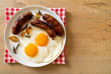 double fried egg with pork sausage