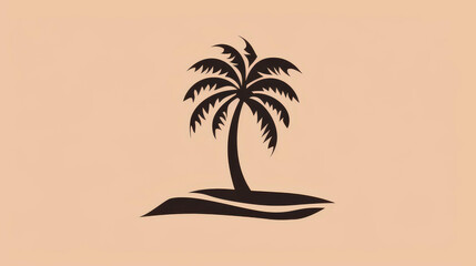 Obraz premium Minimalistic black vector single palm tree icon.