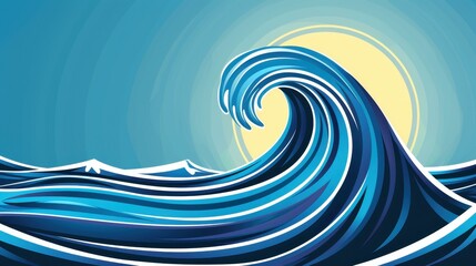 Engaging vector design of a blue wave symbolizing water in an abstract concept.