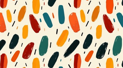 Trendy kids backdrop with minimalist boho seamless pattern in mid century style. Pastel naive nursery print on light background.