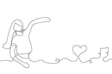 Obraz premium Sketch lifestyle concept minimal girl woman dance aerobics drawing line art. Female exercise hand drawn line concept with white ioslated background. Abstract,vector,illustration.