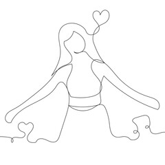 Sketch lifestyle concept minimal girl woman dance aerobics drawing line art. Female exercise hand drawn line concept with white ioslated background. Abstract,vector,illustration.