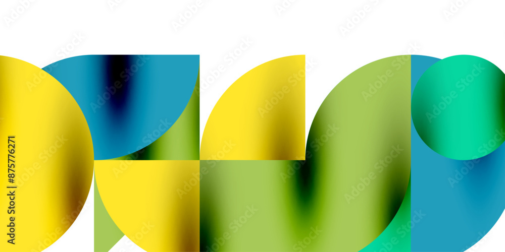 Poster tech minimal circular shapes geometric art. vector modern circles