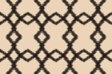 Traditional Ethnic ikat motif fabric pattern geometric style.African Ikat embroidery Ethnic oriental pattern brown cream background wallpaper. Abstract,vector,illustration.Texture,frame,decoration.