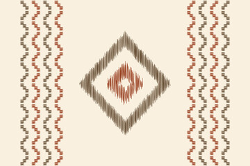 Traditional Ethnic ikat motif fabric pattern geometric style.African Ikat embroidery Ethnic oriental pattern brown cream background wallpaper. Abstract,vector,illustration.Texture,frame,decoration.