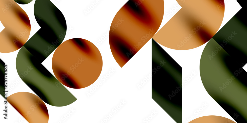 Poster tech minimal circular shapes geometric art. vector modern circles