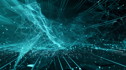 Digital blue color wave particles abstract background for your business, Fractal alien fiber abstract
