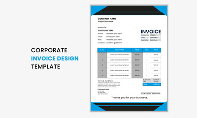 Corporate Business Modern Professional Invoice template design. Business Invoice Design for the corporate people
