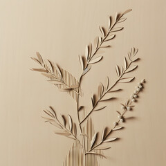Naklejka premium Bamboo branch decoration made of cardboard.