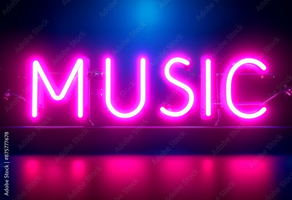 Wall mural music neon banner 80s disco discotheque flier nightclub holiday event dance clubbing club card fun n