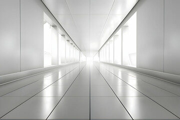 Obraz premium Modern White Corridor With Bright Light at End